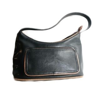 Vintage Tommy Hilfiger Mini Black Leather Shoulder Purse.